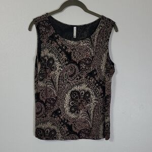 Y2K White Stag Womens Metallic Tank Top Size S Whimsigoth Grunge Acetate Gold